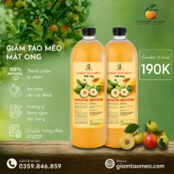 2 chai giấm táo mèo mật ong
