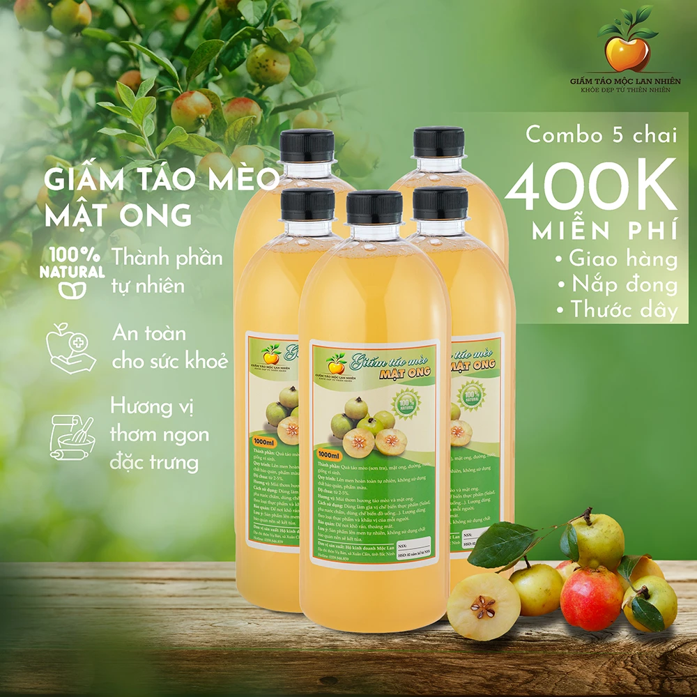 Combo 5 chai giấm táo mèo mật ong