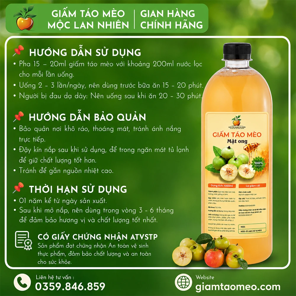 Hướng dẫn sử dụng giấm táo mèo