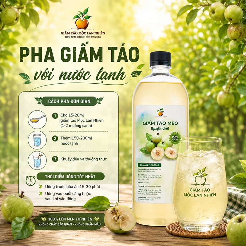 Pha giấm táo với nước lạnh được không