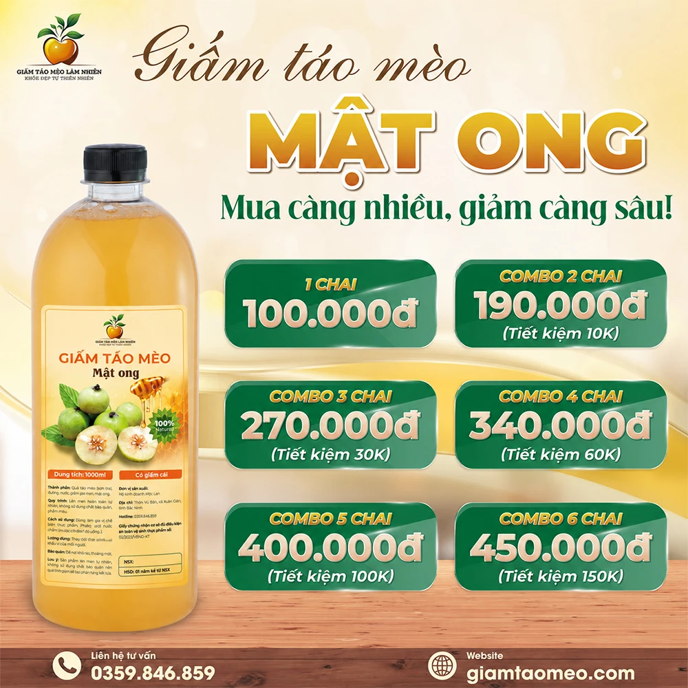 Bảng giá giấm táo mèo mật ong