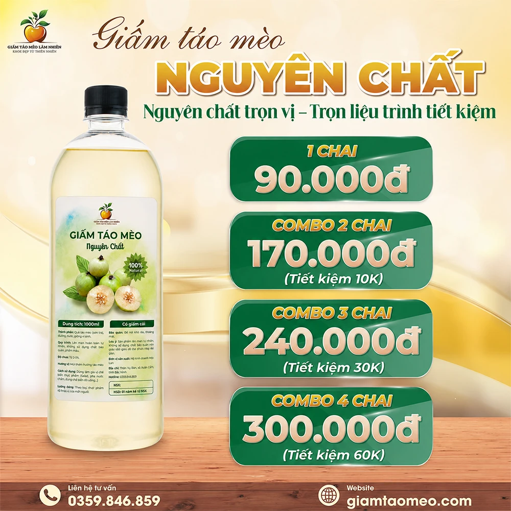 Bảng giá giấm táo mèo nguyên chất
